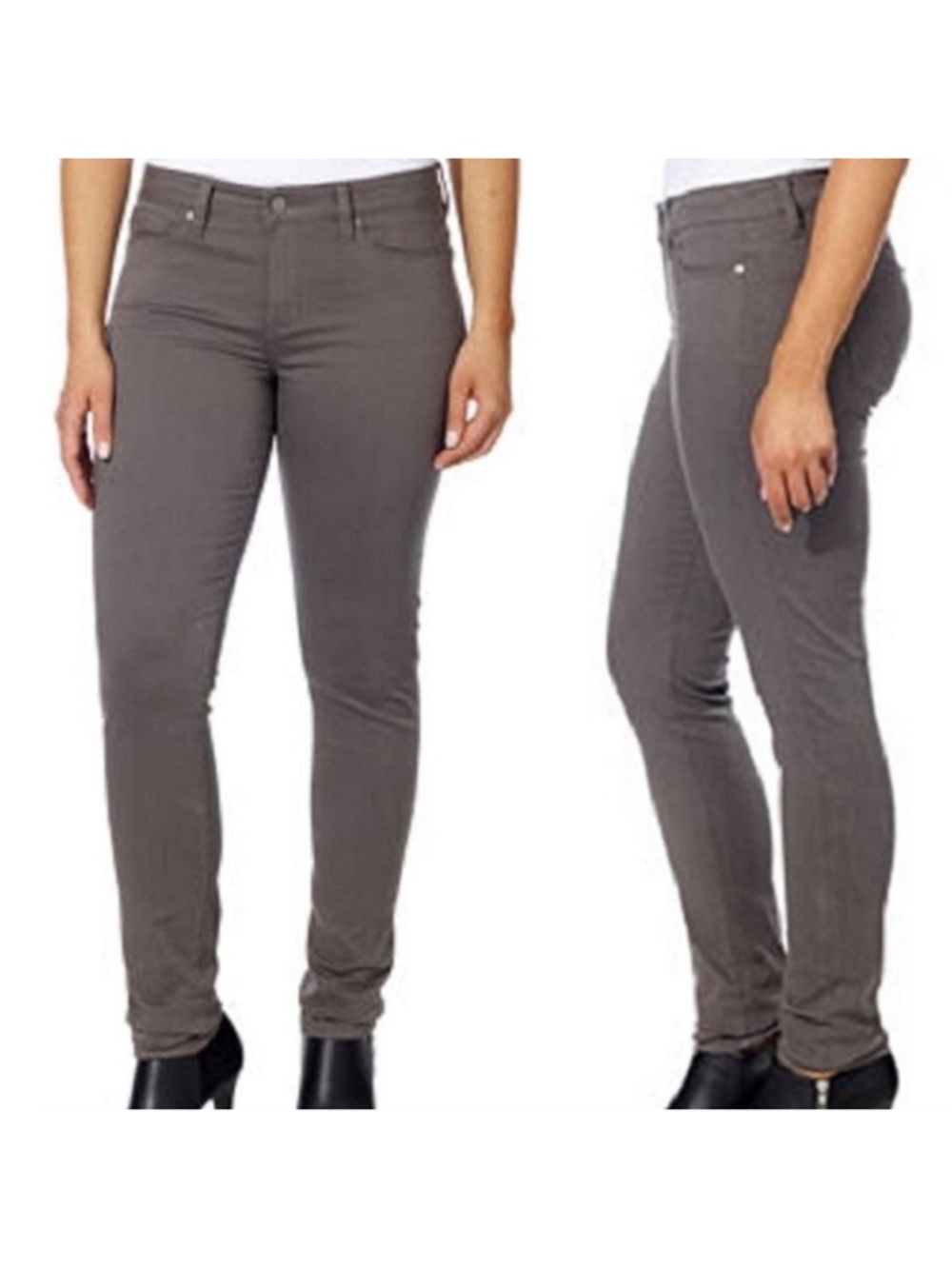 Calvin Klein Jeans Mid Rise Skinny Sateen Soft Pants Dark Grey Size 12 NEW